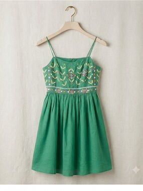 ba&sh Kika Green Dress with Colorful Embroidery. New without tags. Never worn!